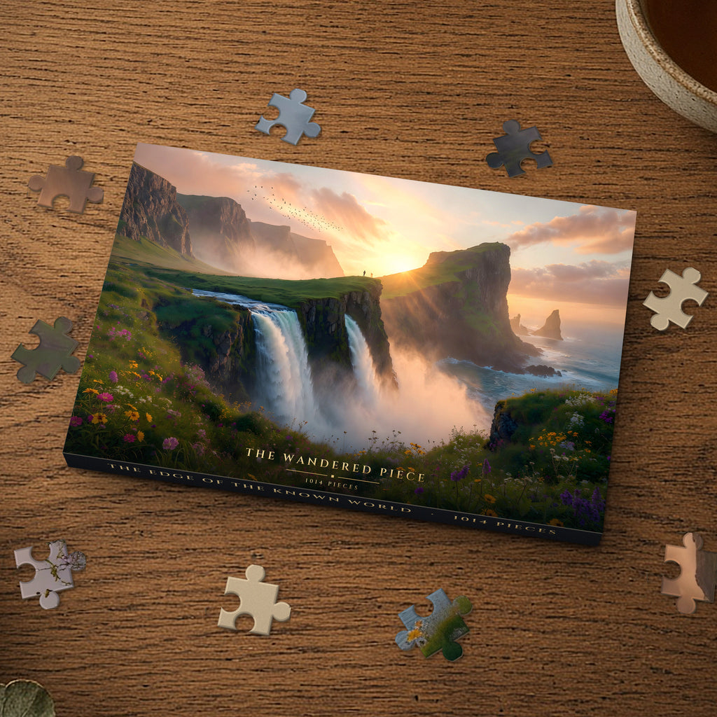 The Edge of the Known World 1014 piece puzzle box, box design shown for illustration