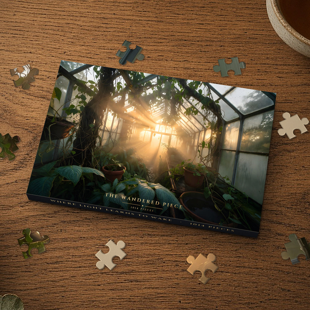 Where Light Learns to Wake 1014 piece puzzle box, box design shown for illustration
