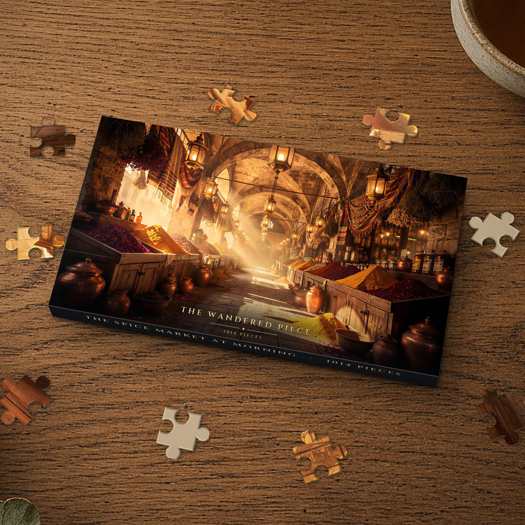 The Spice Market at Morning 1014 piece puzzle box, box design shown for illustration
