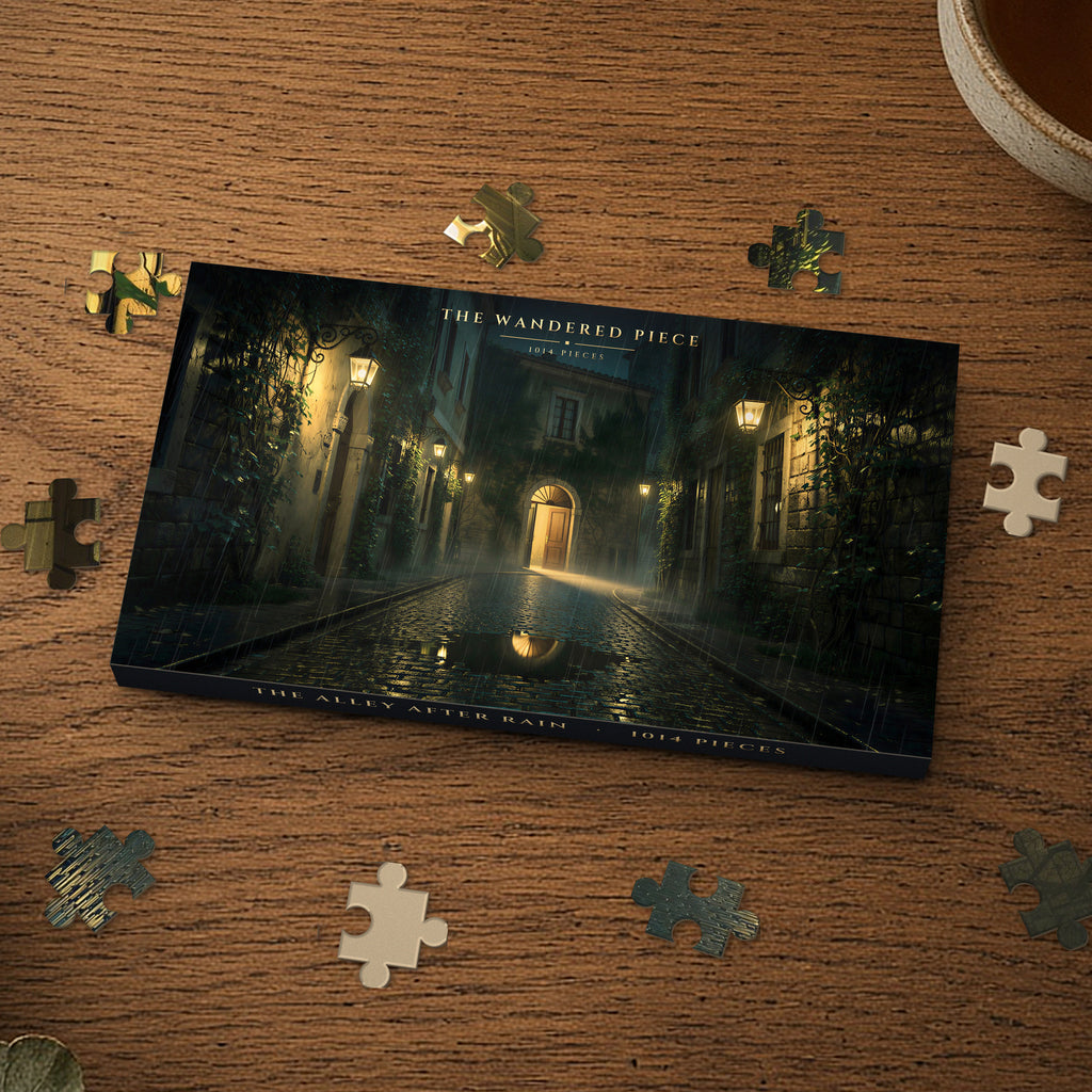 The Alley After Rain 1014 piece puzzle box, box design shown for illustration
