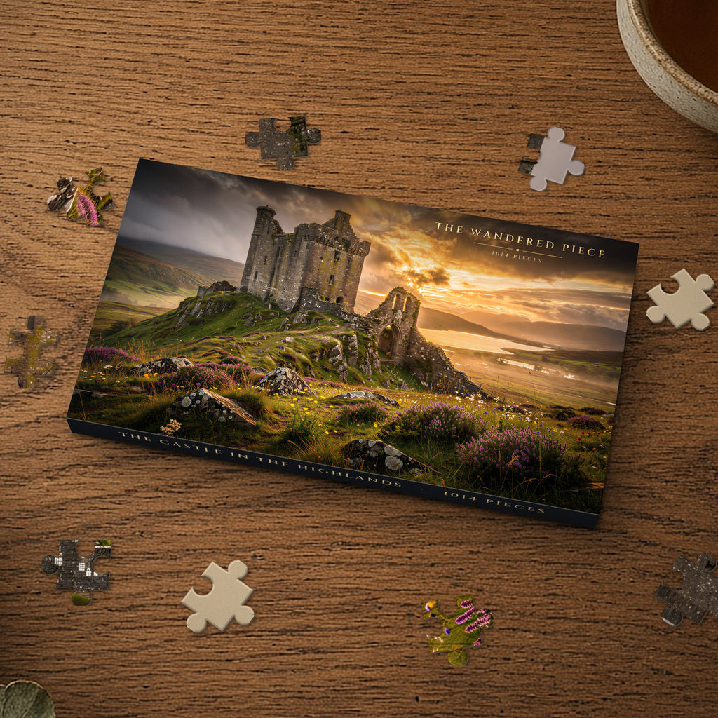 The Castle in the Highlands 1014 piece puzzle box, box design shown for illustration