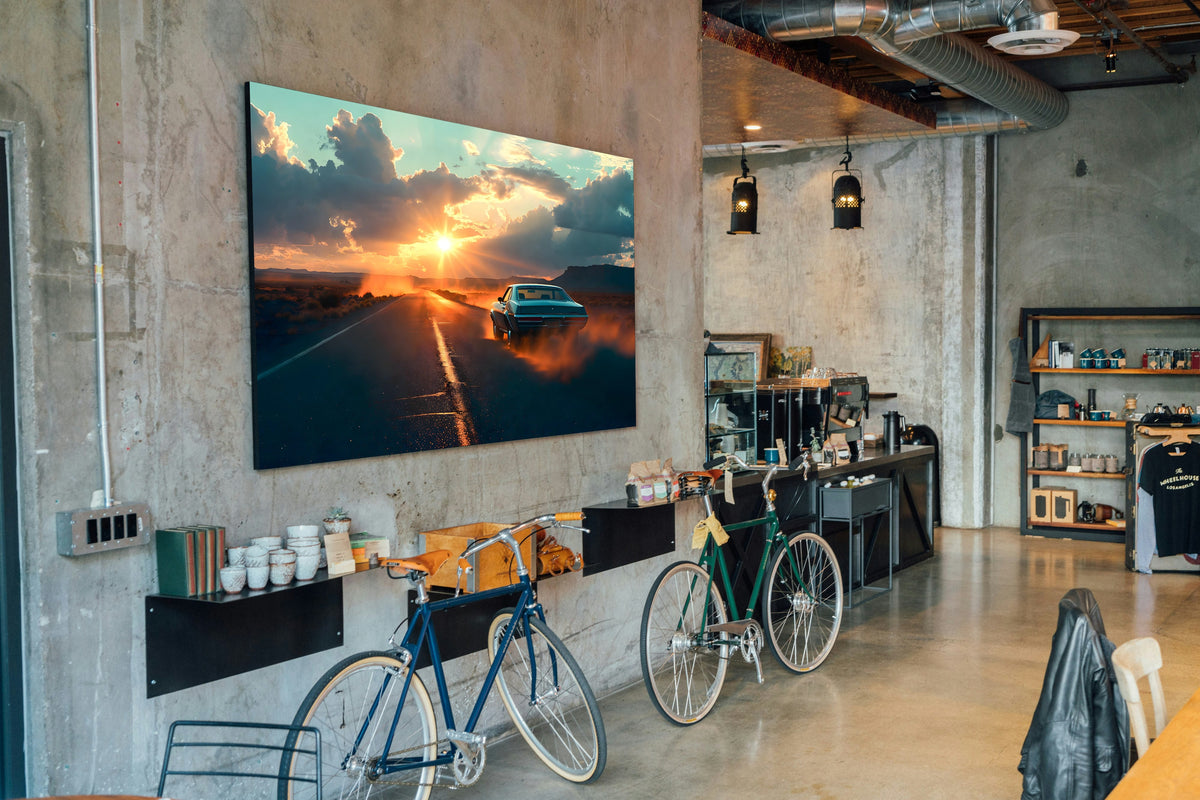 The Road That Swallowed the Sun 1014 piece puzzle shown framed on a wall after completion