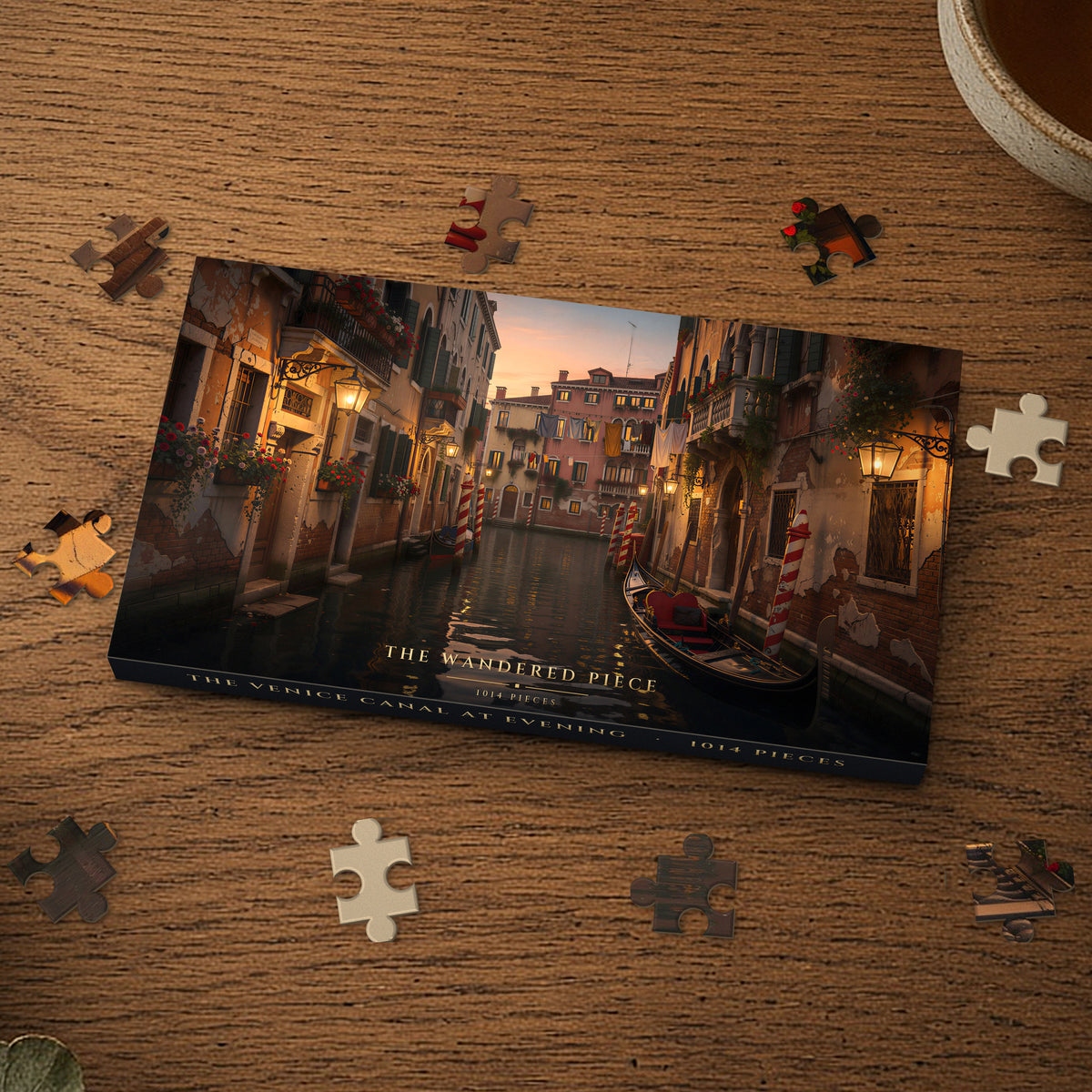 The Venice Canal at Evening 1014 piece puzzle box, box design shown for illustration